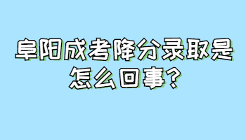阜陽成考降分錄取是怎么回事